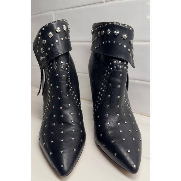 Sam Edelman Royce Studded Ankle Bootie Black Leather - Picture 1 of 12